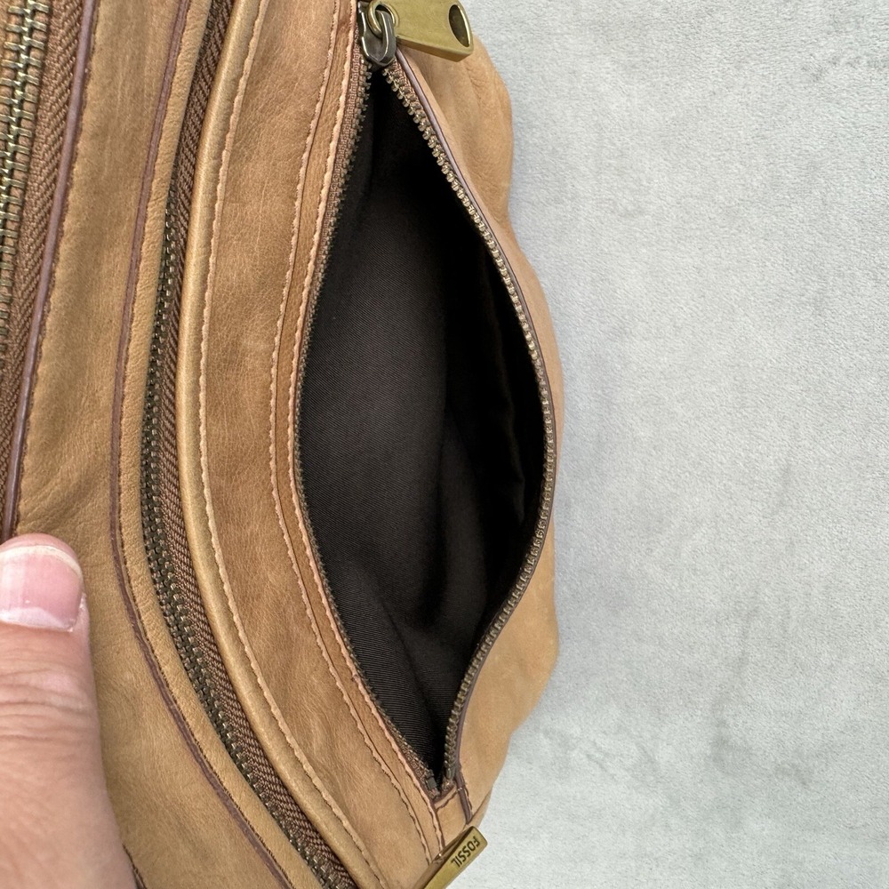 Vintage Fossil Explorer  Brown Pebbled soft Leather Shoulder Bag *NO STRAP* - Picture 3 of 14